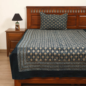 Pipad Hand Block Print Single Bedsheet with 1 Pillow Cover Set (90 x 60 in) 16
