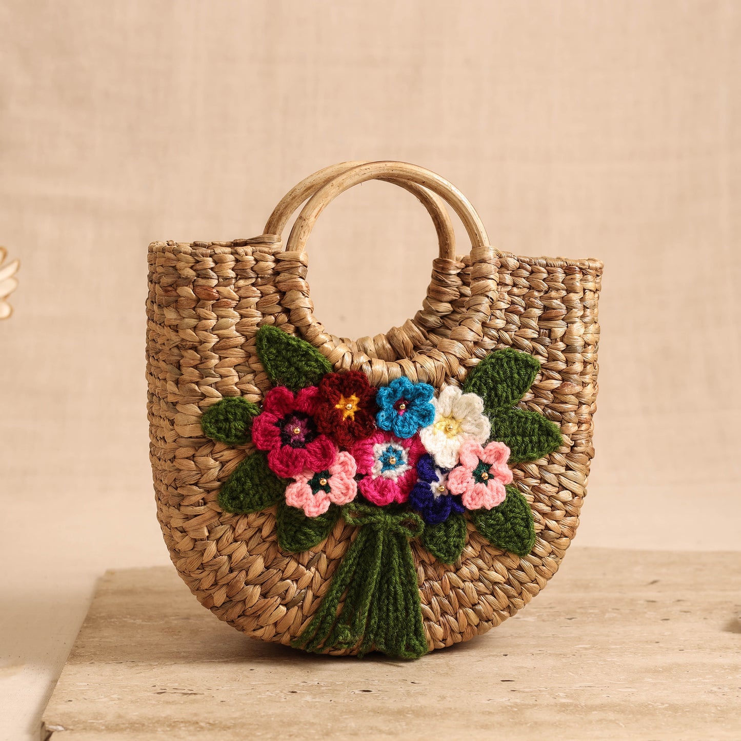 Handcrafted Crochet Work Natural Water Hyacinth Handbag for Women 17