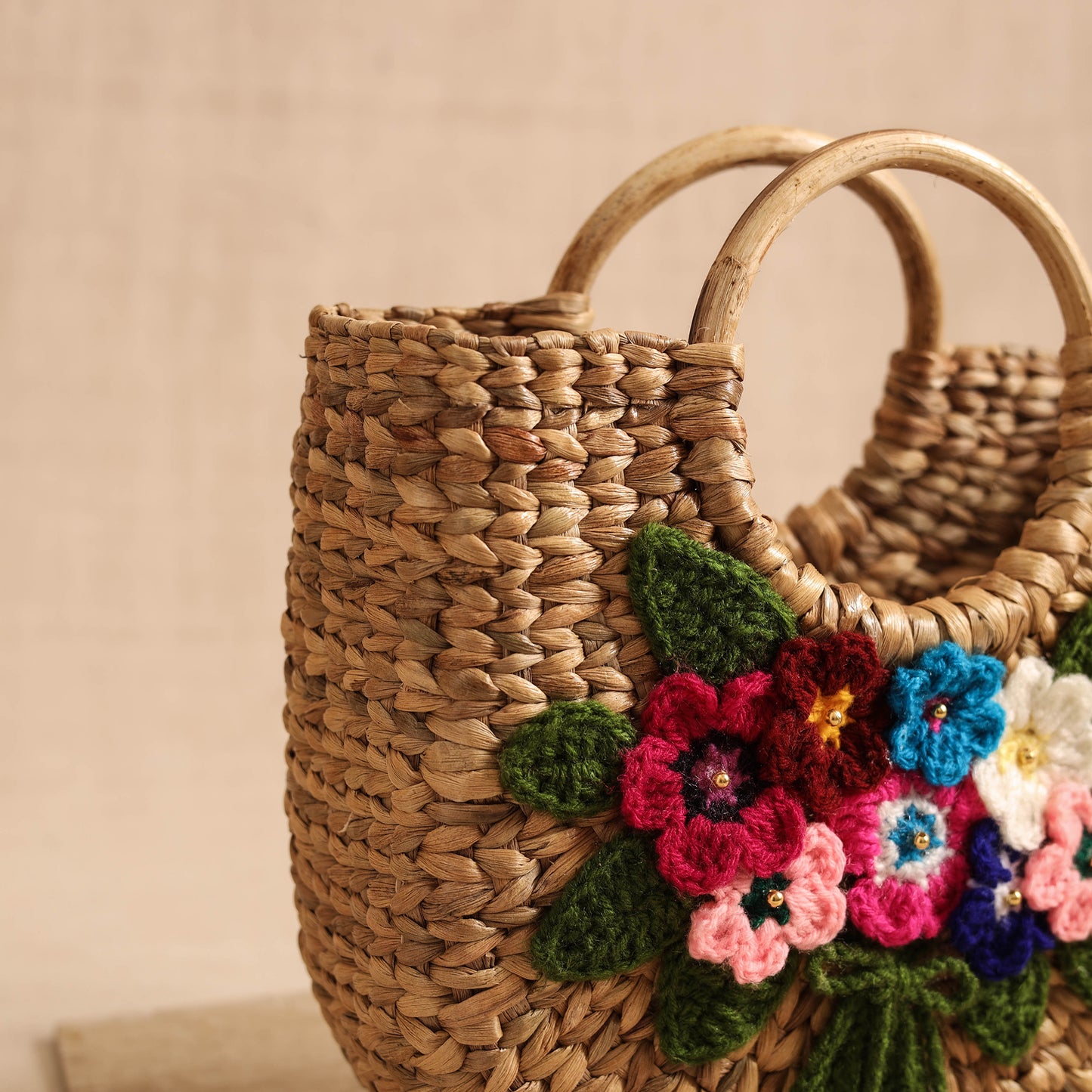 Handcrafted Crochet Work Natural Water Hyacinth Handbag for Women 17