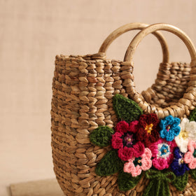 Handcrafted Crochet Work Natural Water Hyacinth Handbag for Women 17