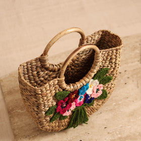 Handcrafted Crochet Work Natural Water Hyacinth Handbag for Women 17