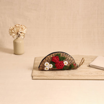 Handcrafted Crochet Work Natural Water Hyacinth Clutch for Women 01