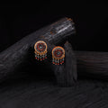WHE Multicolor Repurposed Ajrakh Fabric & Wood Round Studs Earrings 33