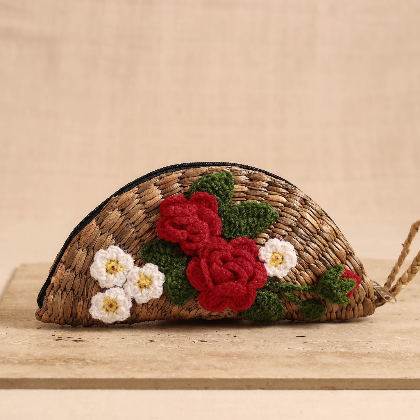 Handcrafted Crochet Work Natural Water Hyacinth Clutch for Women 01