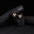 WHE Black & Beige Repurposed Fabric & Wood Stud Earrings 34