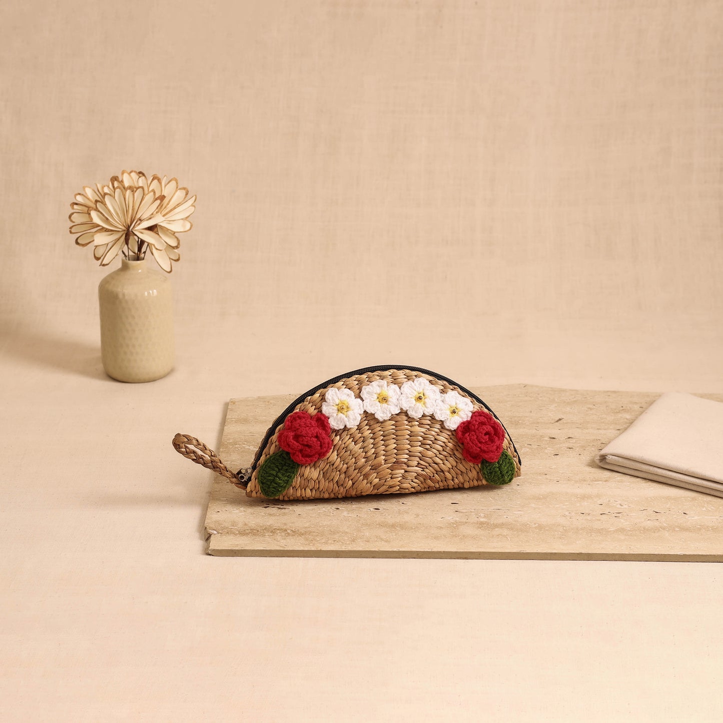 Handcrafted Crochet Work Natural Water Hyacinth Clutch for Women 02