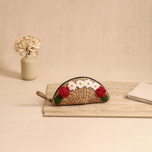 Beige - Handcrafted Crochet Work Natural Water Hyacinth Clutch for Women 02