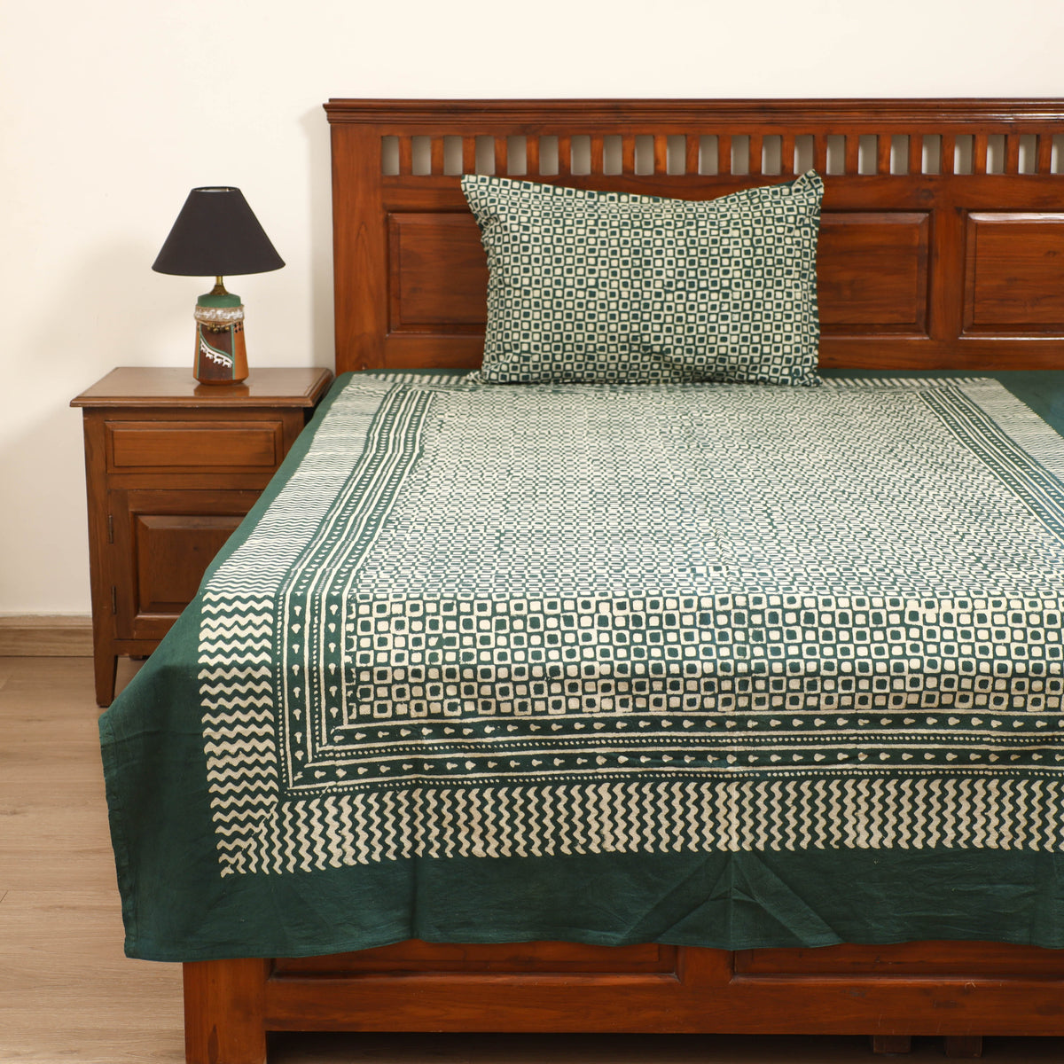 Pipad Hand Block Print Single Bedsheet with 1 Pillow Cover Set (90 x 60 in) 13