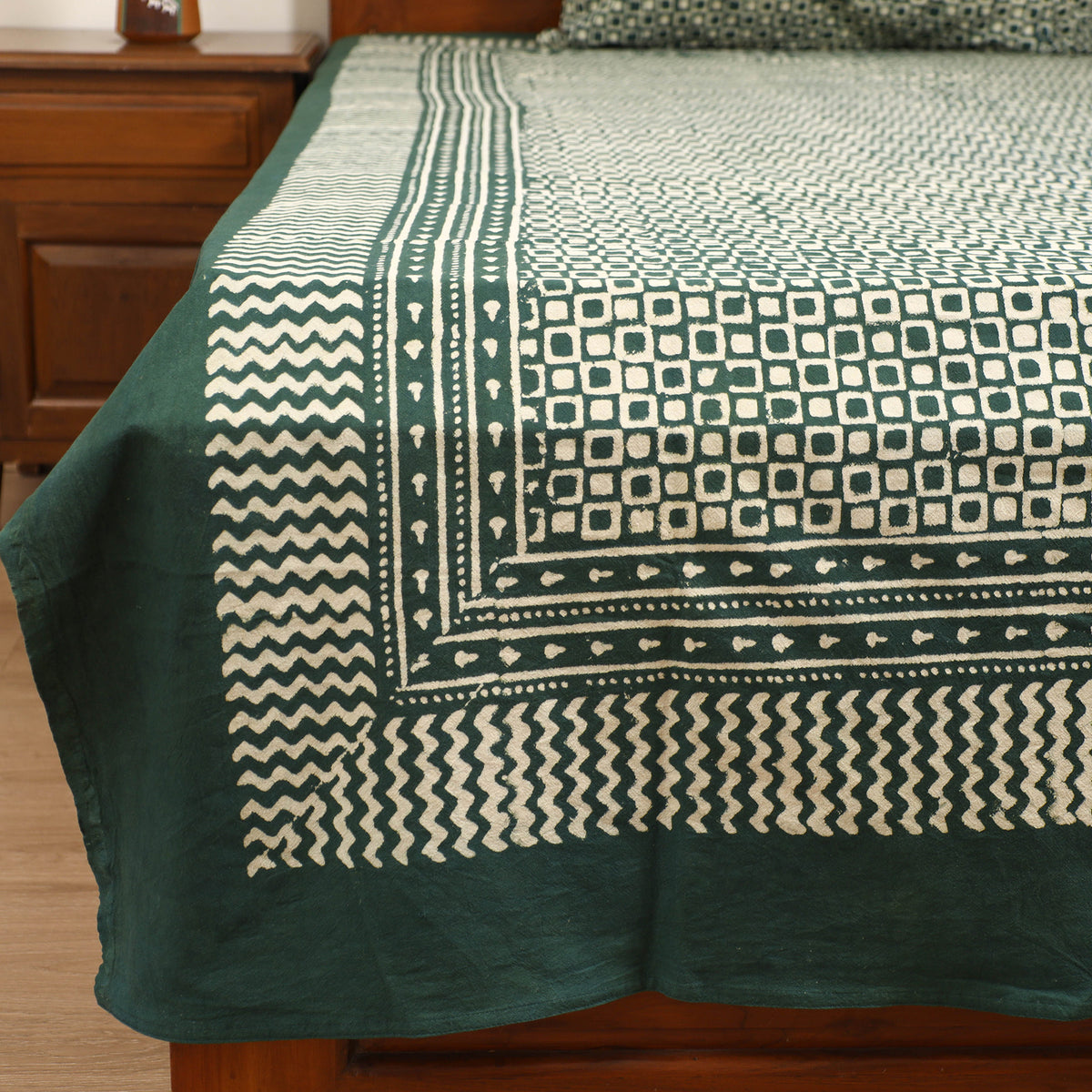 Pipad Hand Block Print Single Bedsheet with 1 Pillow Cover Set (90 x 60 in) 13