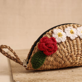 Handcrafted Crochet Work Natural Water Hyacinth Clutch for Women 02