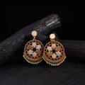 WHE Gold & Silver Festive Wheel Repurposed Fabric & Wood Earrings 37