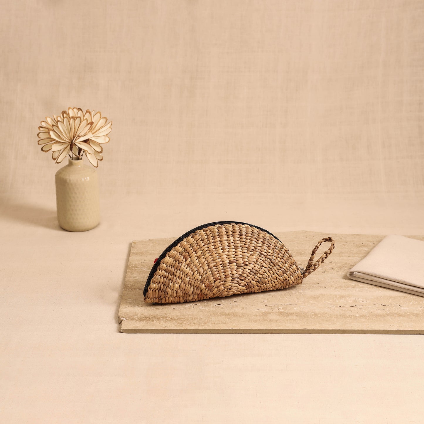 Handcrafted Crochet Work Natural Water Hyacinth Clutch for Women 02