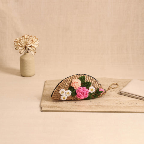 Handcrafted Crochet Work Natural Water Hyacinth Clutch for Women 03