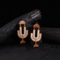 WHE Gold & Silver Festive Repurposed Fabric & Wood Earrings 39