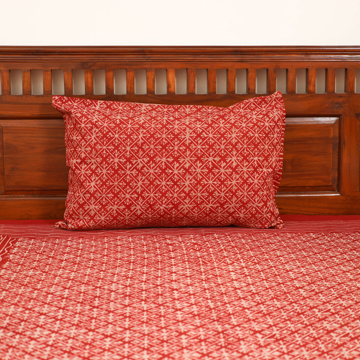 Pipad Hand Block Print Single Bedsheet with 1 Pillow Cover Set (90 x 60 in) 12