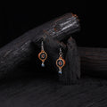 WHE Blue Repurposed Ajrakh Fabric & Wood Danglers 41