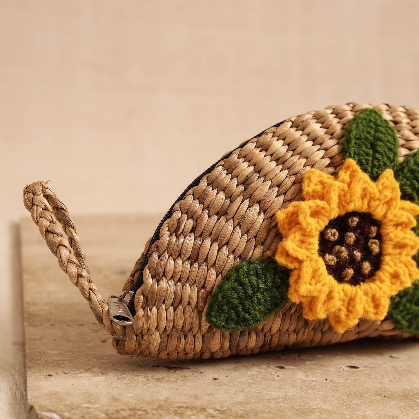 Handcrafted Crochet Work Natural Water Hyacinth Clutch for Women 04