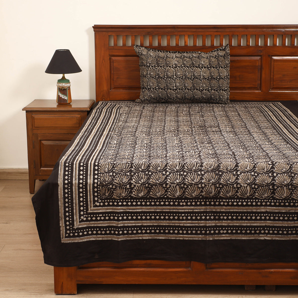 Pipad Hand Block Print Single Bedsheet with 1 Pillow Cover Set (90 x 60 in) 11