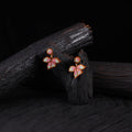 WHE Green Bloom Repurposed Fabric & Wood Leaf Earrings 45