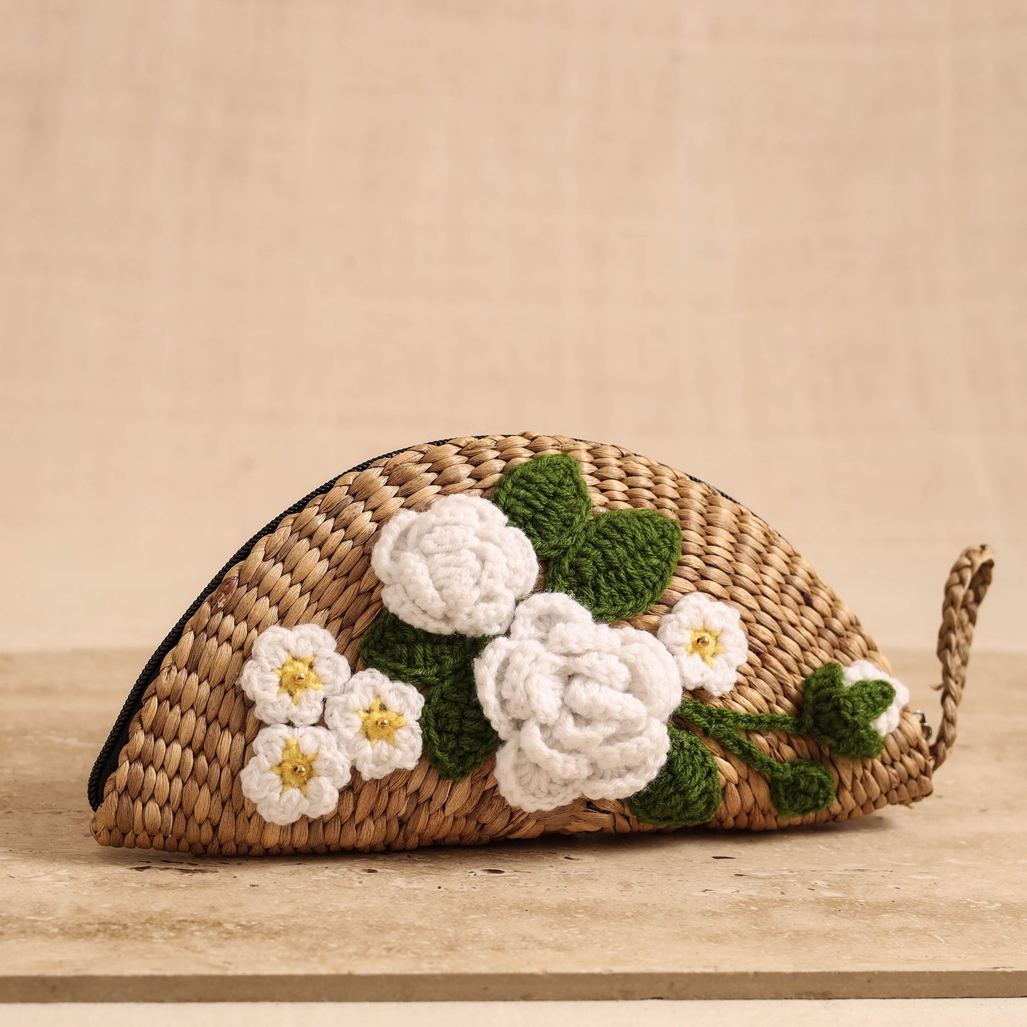Handcrafted Crochet Work Natural Water Hyacinth Clutch for Women 05