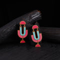 WHE Multicolour Repurposed Fabric & Wood Earrings 46