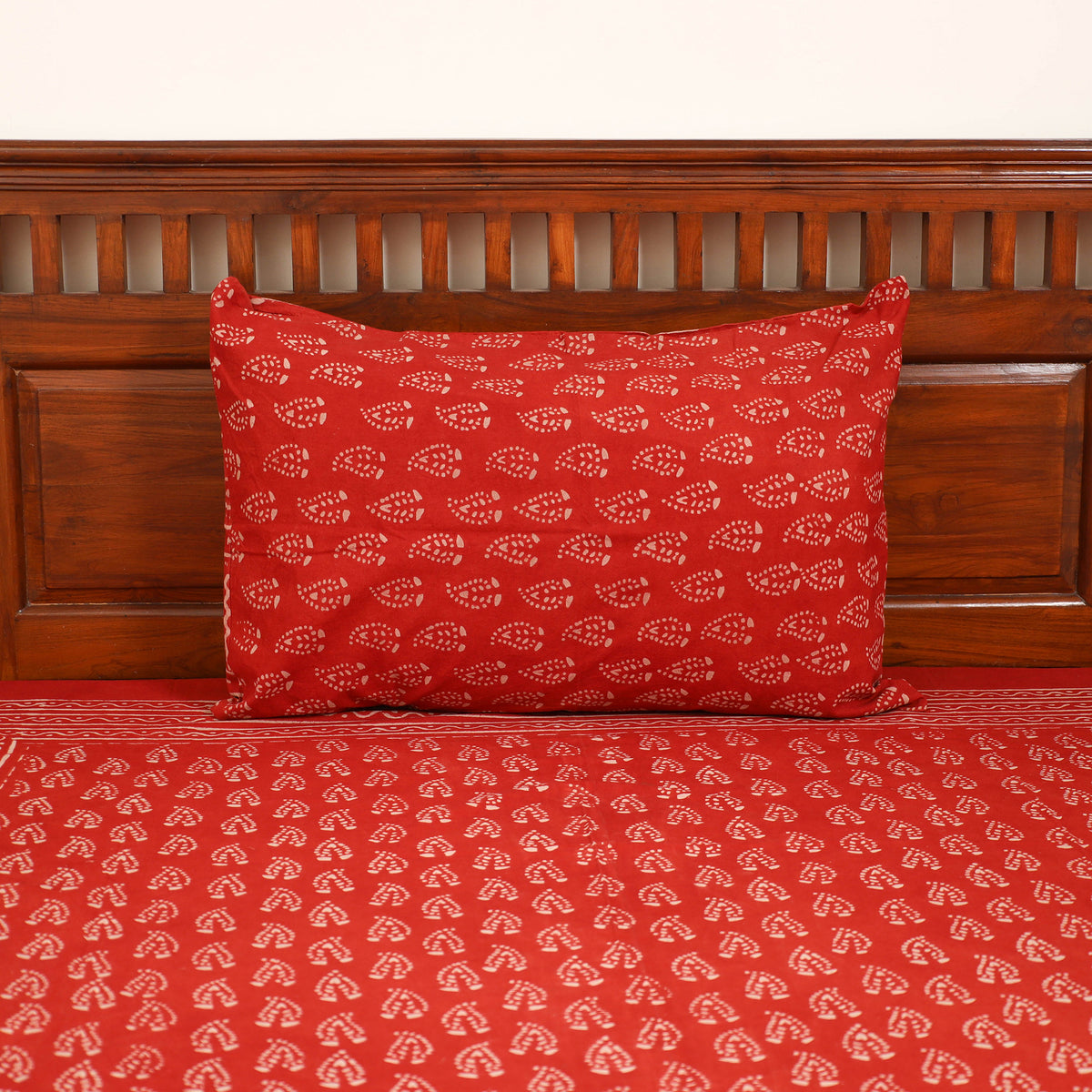 Pipad Hand Block Print Single Bedsheet with 1 Pillow Cover Set (90 x 60 in) 09