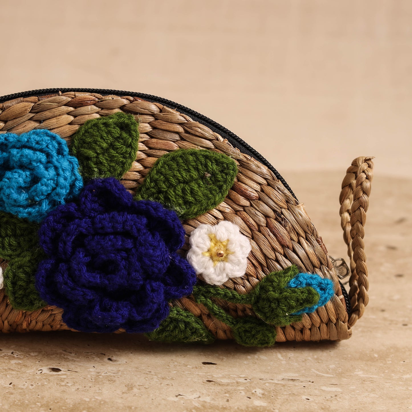 Handcrafted Crochet Work Natural Water Hyacinth Clutch for Women 07