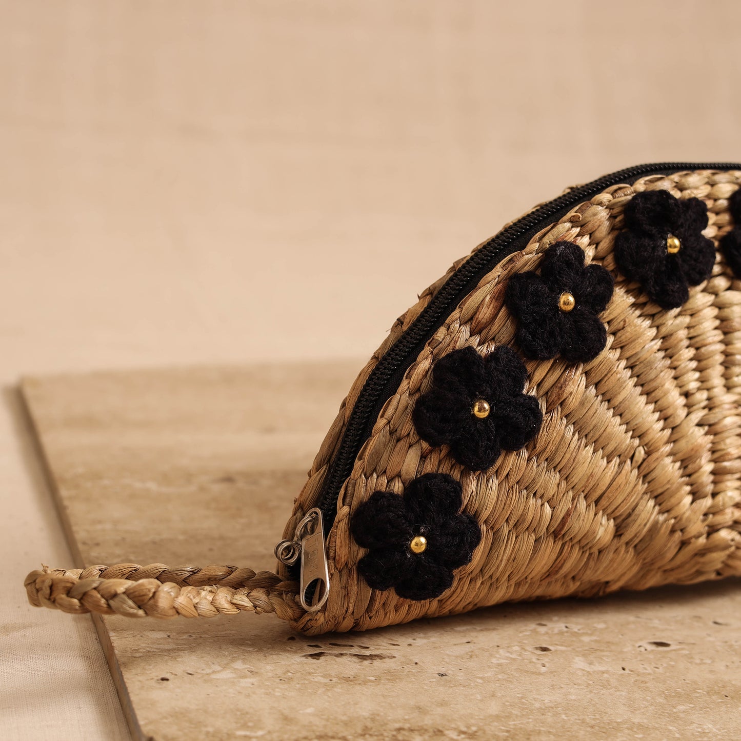 Handcrafted Crochet Work Natural Water Hyacinth Clutch for Women 08