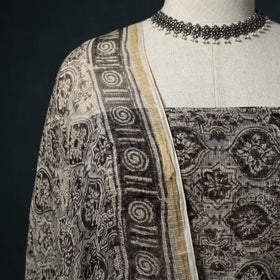 Pedana Kalamkari Block Print Kota Doria Cotton 2pc Unstitched Dress Material Kurta Set 25