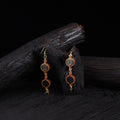 WHE Black & Gold Festive Multi Layered Repurposed Fabric & Wood Earrings 50