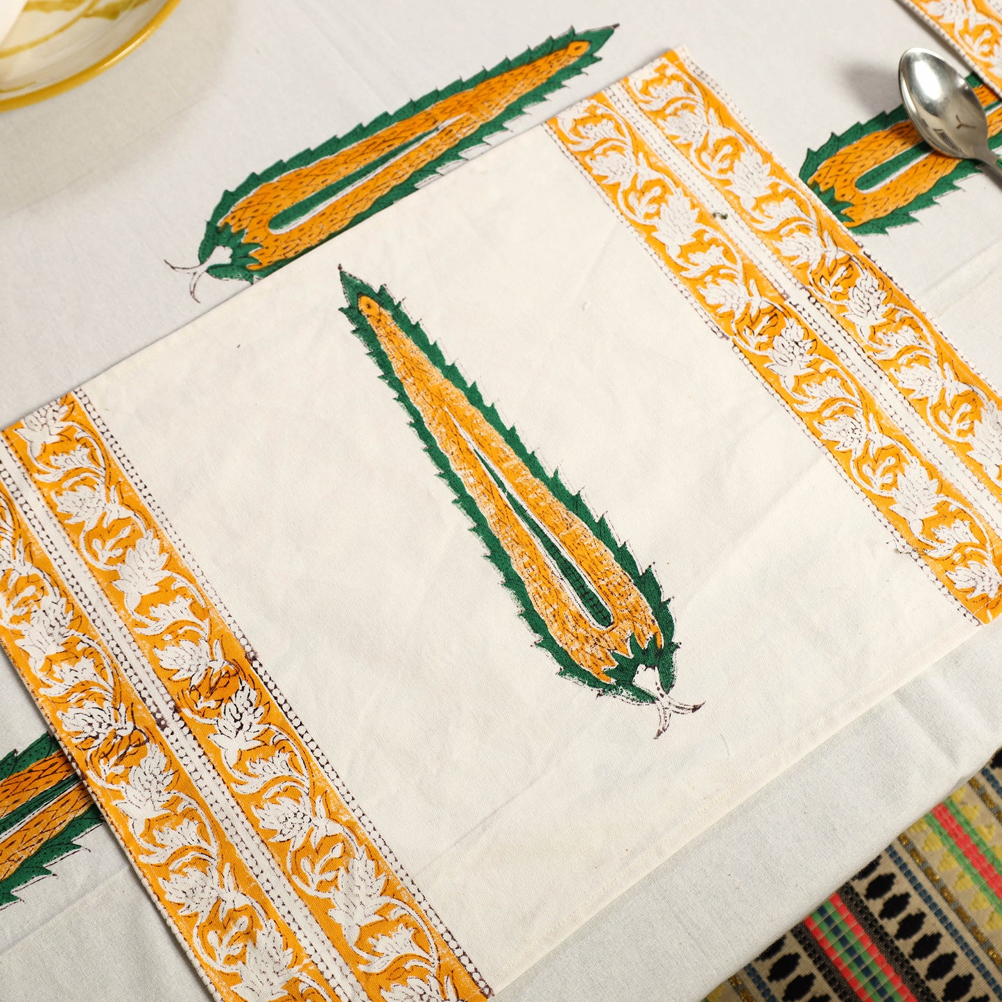 Sanganeri Print Cotton Table Cover with Mats & Napkins 01