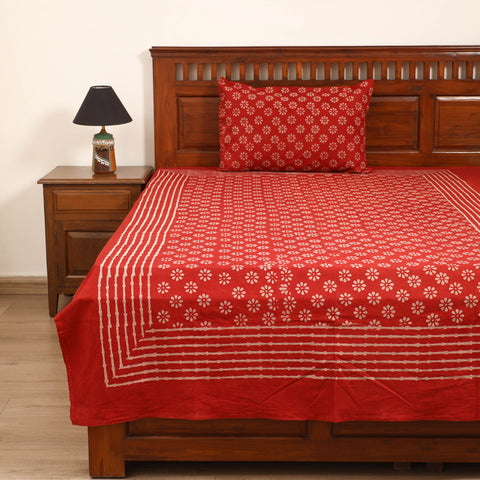 Pipad Hand Block Print Single Bedsheet with 1 Pillow Cover Set (90 x 60 in) 07