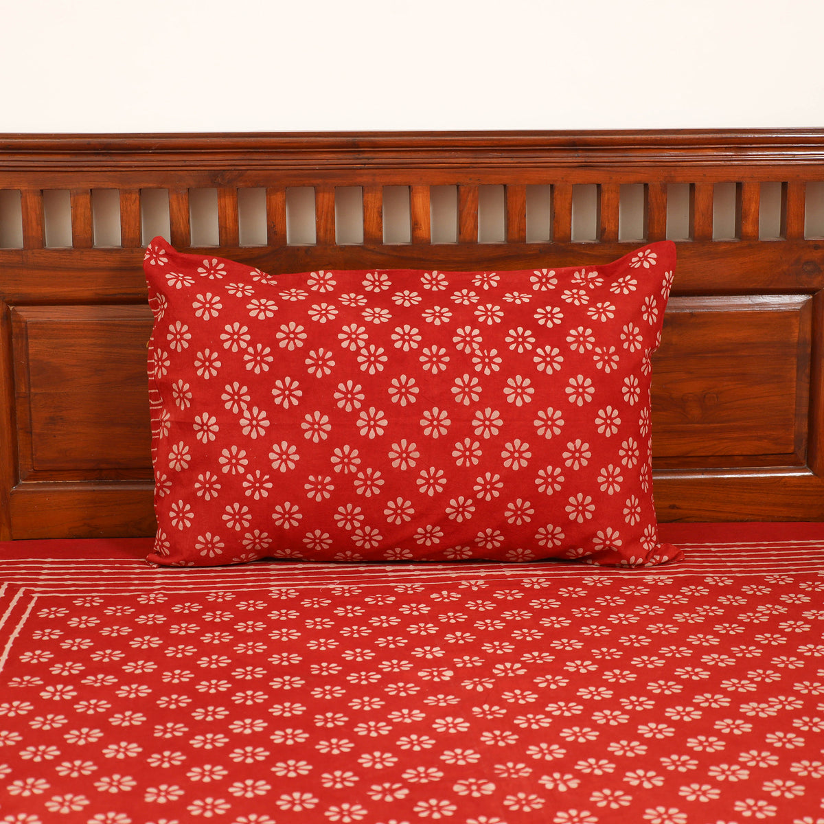Pipad Hand Block Print Single Bedsheet with 1 Pillow Cover Set (90 x 60 in) 07