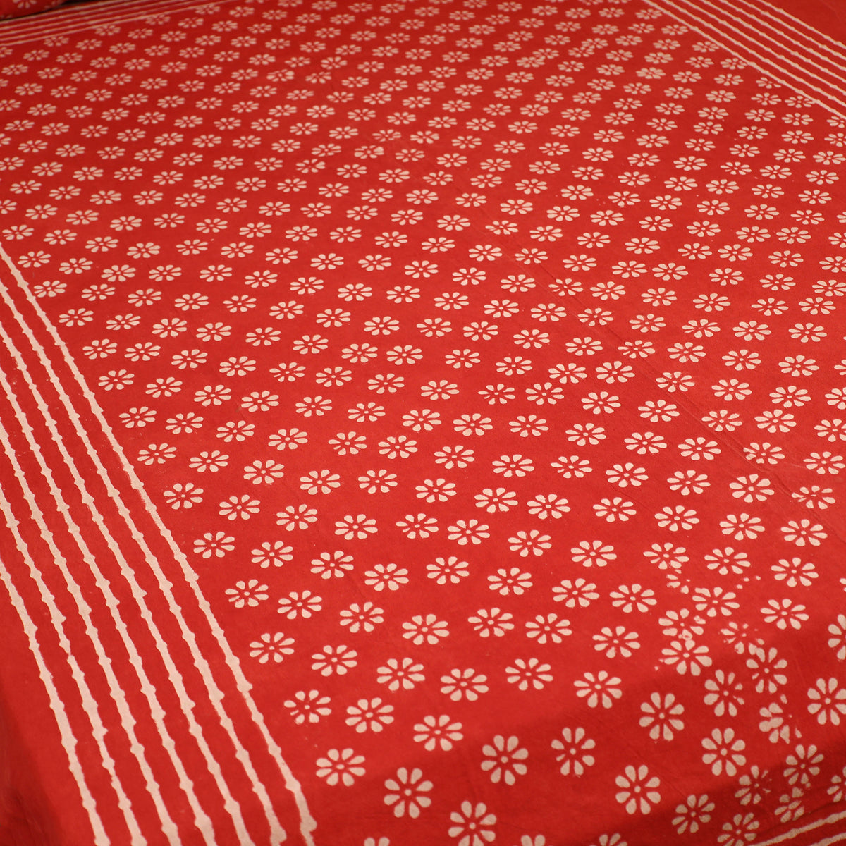 Pipad Hand Block Print Single Bedsheet with 1 Pillow Cover Set (90 x 60 in) 07