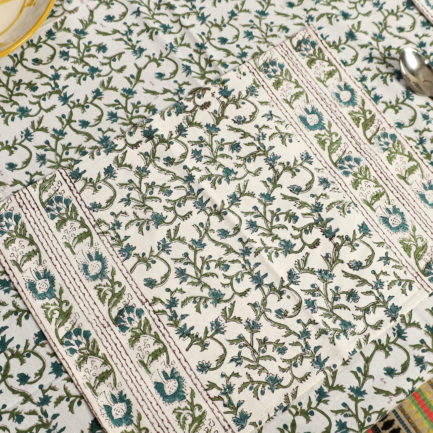 Sanganeri Print Cotton Table Cover with Mats & Napkins 02