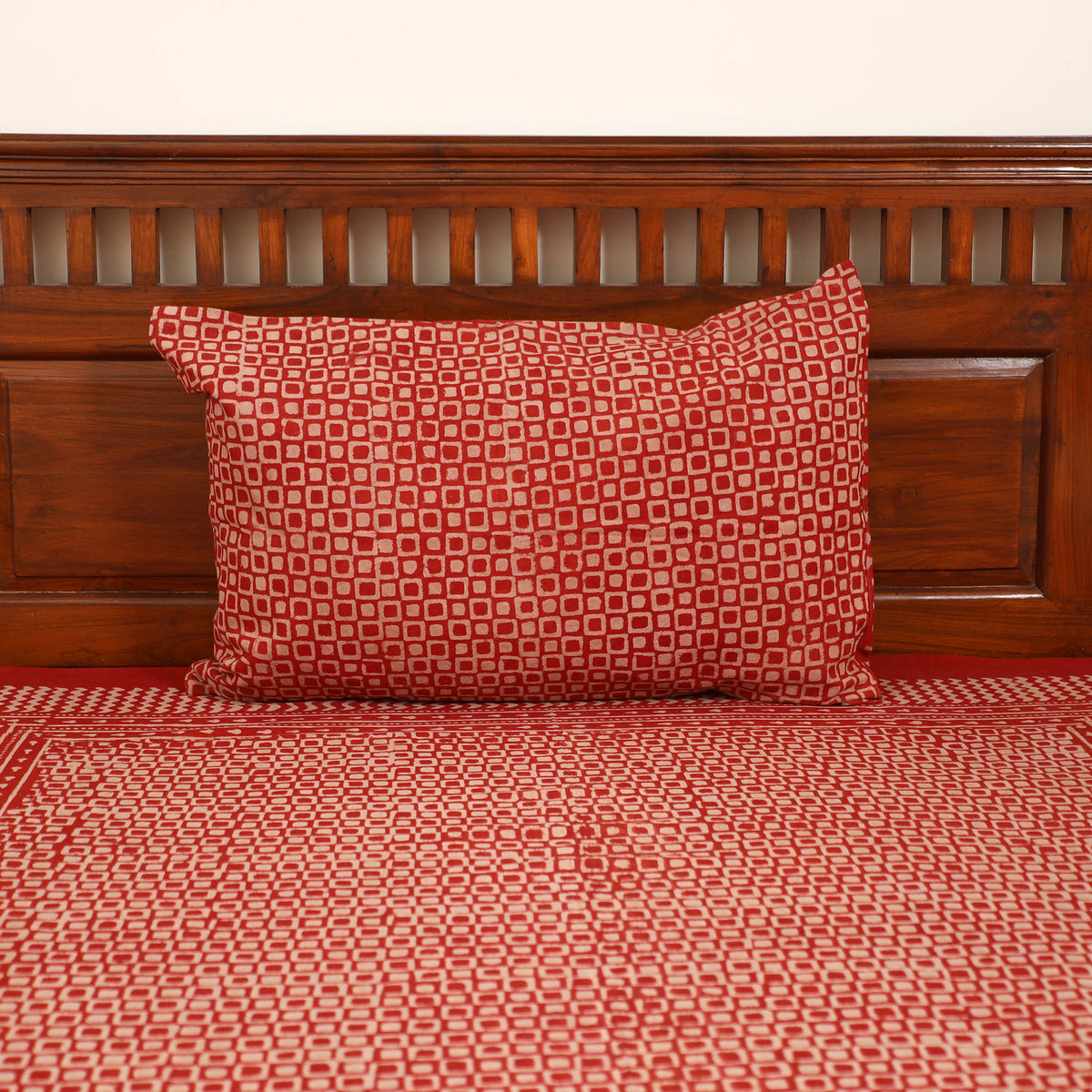 Pipad Hand Block Print Single Bedsheet with 1 Pillow Cover Set (90 x 60 in) 05