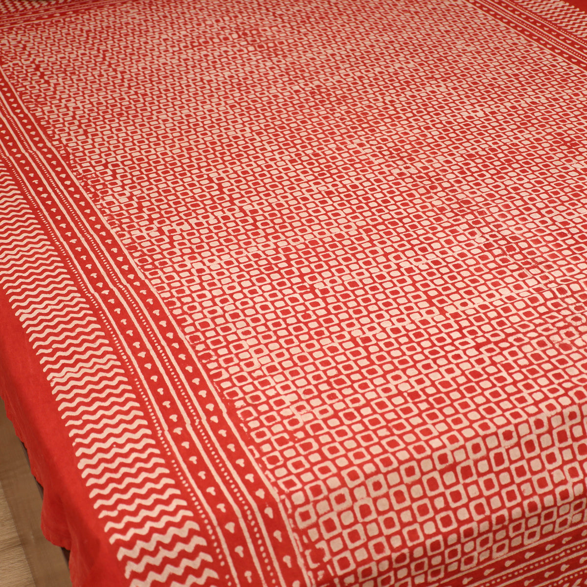 Pipad Hand Block Print Single Bedsheet with 1 Pillow Cover Set (90 x 60 in) 05