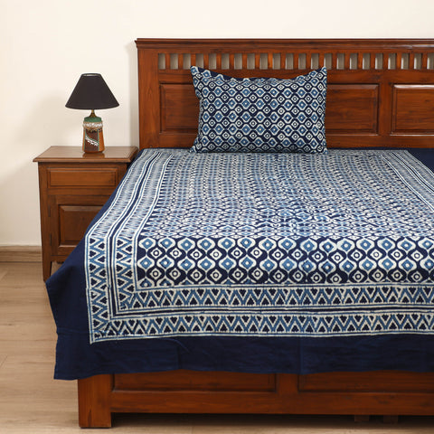 Pipad Hand Block Print Single Bedsheet with 1 Pillow Cover Set (90 x 60 in) 04