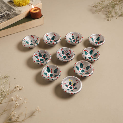 Decorative handpainted clay diya (set of 10) 38