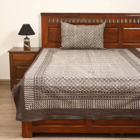 Pipad Hand Block Print Single Bedsheet with 1 Pillow Cover Set (90 x 60 in) 03