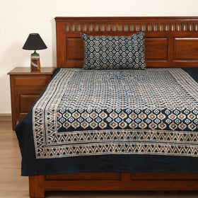 Pipad Hand Block Print Single Bedsheet with 1 Pillow Cover Set (90 x 60 in) 01