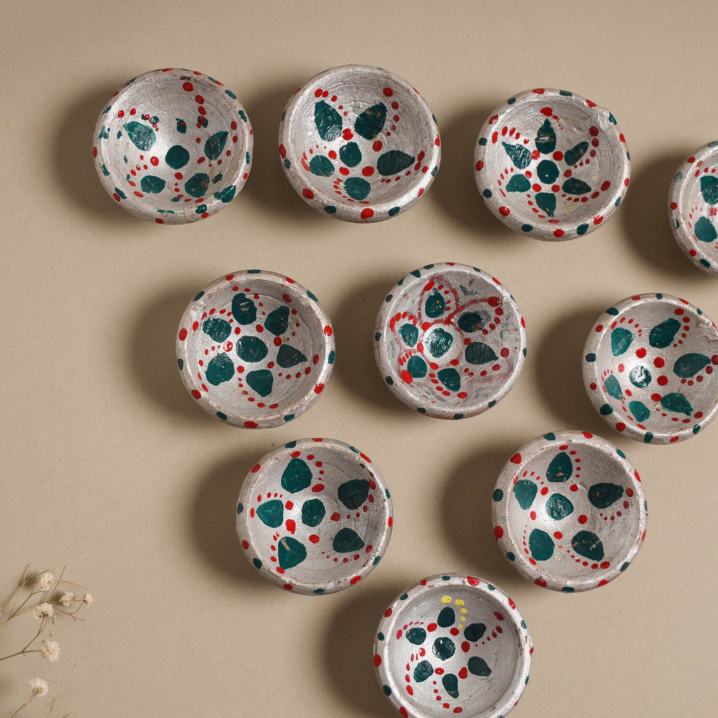 Decorative handpainted clay diya (set of 10) 38