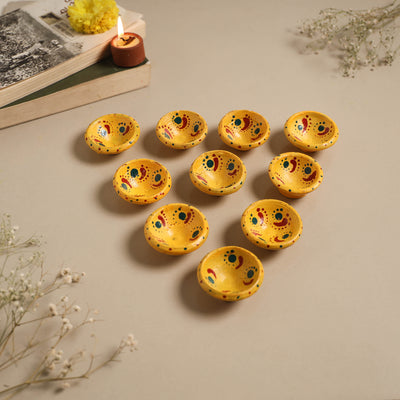 Decorative handpainted clay diya (set of 10) 39