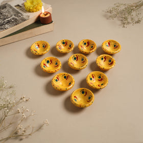 Decorative handpainted clay diya (set of 10) 39