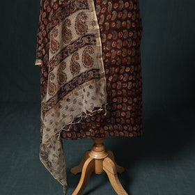 Pedana Kalamkari Block Print Kota Doria Cotton 2pc Unstitched Dress Material Kurta Set 29