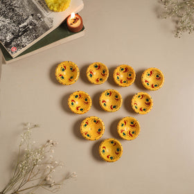 Decorative handpainted clay diya (set of 10) 39