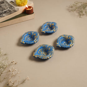 Decorative handpainted clay diya (set of 4) 10 - handcrafted