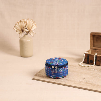 Handcrafted Bengal Kantha Work Round Utility Box 14