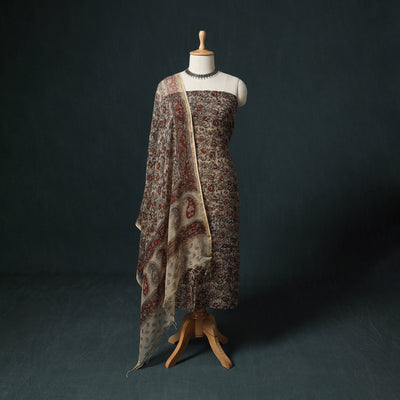 Pedana Kalamkari Block Print Kota Doria Cotton 2pc Unstitched Dress Material Kurta Set 33