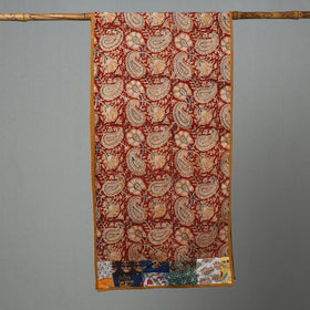 Red Kalamkari Block Printed Cotton Patchwork Stole